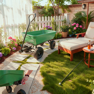 Sunvega Folding Garden Dump Truck with Steel Frame and 10-Inch Pneumatic Tires