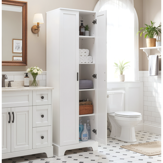 Sunvega Two Door Storage Cabinet with Adjustable Shelf Made of MDF Board for Bathroom