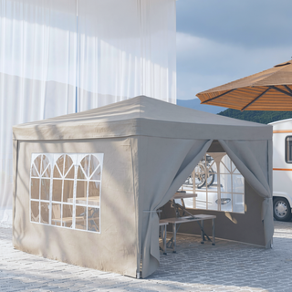 Sunvega 10'x10' Folding Canopy with 4 Removable Sidewalls and Gazebo for Outdoor Events