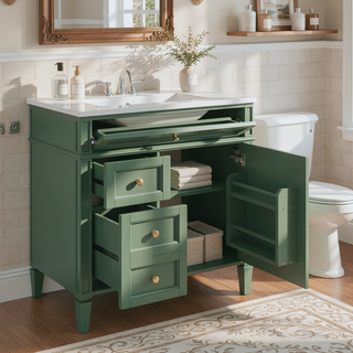 Sunvega Modern Minimalist 30'' Bathroom Vanity with Top Sink and Ample Storage