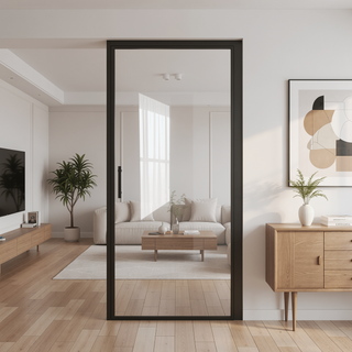 Sunvega 24x72 Inch Brushed Nickel Pivot Shower Door with Half Frame