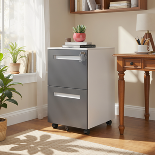 Sunvega 2 Drawer Mobile File Cabinet with Lock for Legal Letter A4 Size
