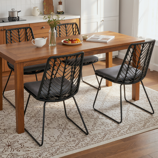 Sunvega Transitional Polyethylene Rattan Dining Chairs with Water-Resistant Cushions