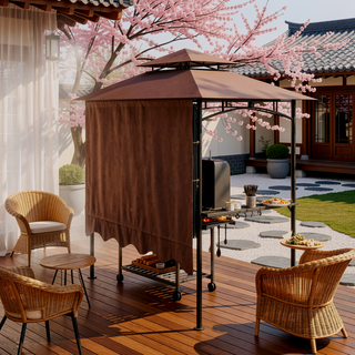 Sunvega Double Roof Grill Gazebo with Weather Resistant Canopy and Storage Shelves