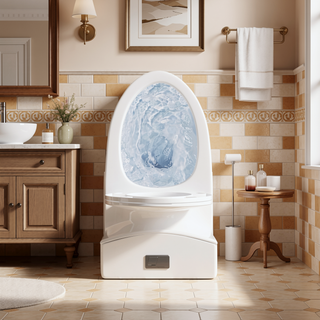 Sunvega Light Grey Elongated One-Piece Toilet with Dual Flush and Soft Closing Seat