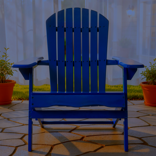 Sunvega Folding Acacia Wood Adirondack Chair with Slatted Seat and Rustic Design