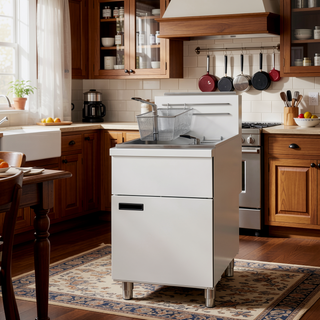 Sunvega Commercial 4-Burner Propane Deep Fryer with 120,000 BTU and Adjustable Thermostat
