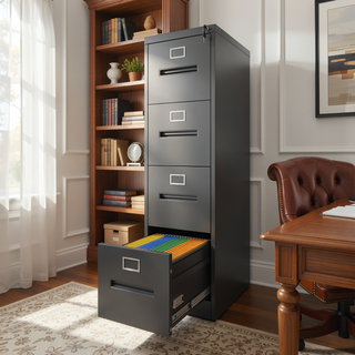 Sunvega 5 Drawer Metal Vertical File Cabinet with Lock on Wheels for Home Office