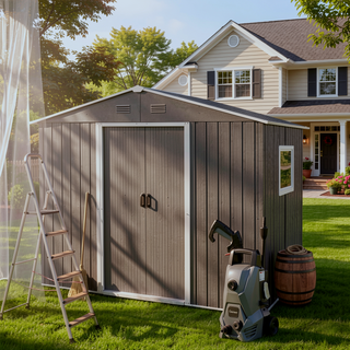 Sunvega 8ft x 6ft Outdoor Metal Storage Shed with Galvanized Steel Panels