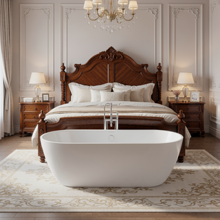 Sunvega Freestanding Solid Surface Bathtub with Excellent Heat Retention and Ergonomic Design