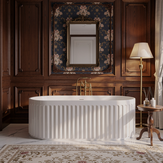 Sunvega 67 Inch Freestanding Solid Surface Soaking Bathtub with Overflow Drain