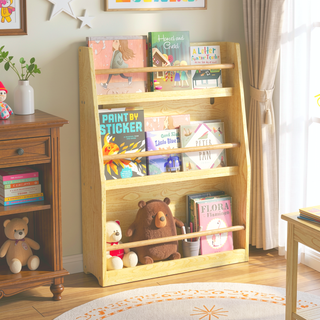Sunvega 3 Tier Kids Book Rack for Bedroom, Playroom, and Classroom Organization