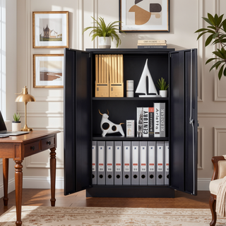 Sunvega Folding Metal Storage Cabinet with Locking Doors and Adjustable Shelf for Home Office