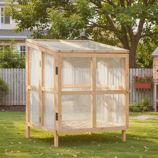 Sunvega Foldable Wooden Greenhouse Cold Frame with Openable Top and Shelves