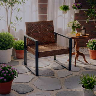 Sunvega Modern Outdoor Patio Furniture Set with Acacia Wood Table and PE Rattan