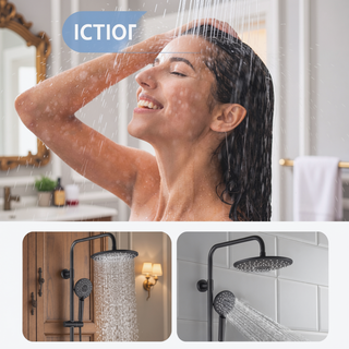 Sunvega Wall Mounted Rain Showerhead and Hand Shower System with Adjustable Slide Bar