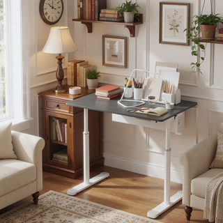 Sunvega Height Adjustable Hand Crank Sit Stand Home Office Desk for Study Room