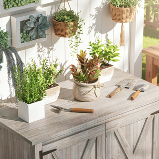 Sunvega Wooden Garden Storage Shed with Shelf, Double Doors, and Protective Coating