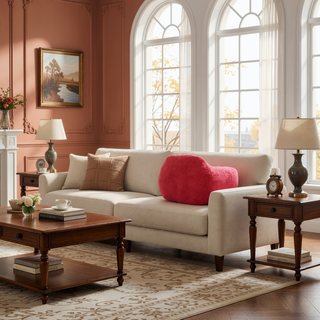 Sunvega Faux Fur Bean Bag Sofa with Memory Foam Filler and Armrests for Living Room