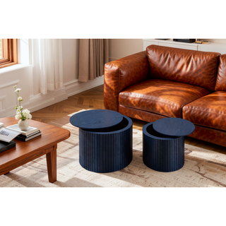 Sunvega Round Waterproof Nesting Coffee Table Set for Living Room Sofa Corner