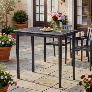 Sunvega Minimalist Acacia Wood Outdoor Bar Table with Dark Gray Finish