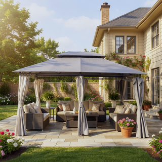 Sunvega 13x10 Outdoor Gazebo with Double Roof Mosquito Net for Patio Garden