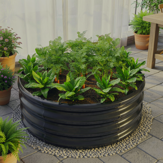 Sunvega 47.24 Inch Round Metal Raised Garden Bed for Vegetables Flowers and Herbs