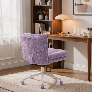 Sunvega Plush Faux Alpaca Fabric Double Cushion Wide 26.4 Inch Office Chair