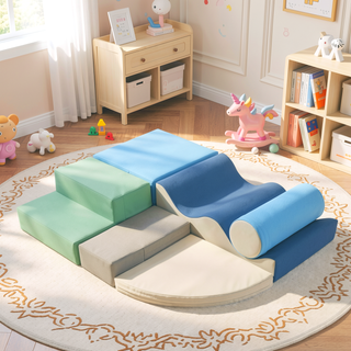 Sunvega Soft Climb and Crawl Foam Playset 6 in 1 with Stairs and Mats