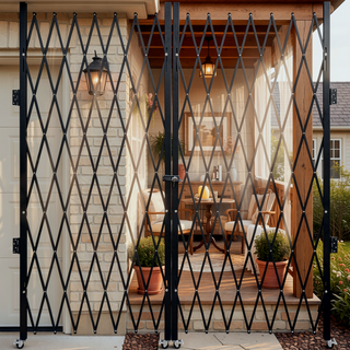 Sunvega Double Folding Security Gate with 360 Degree Rolling Caster and Lock