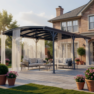 Sunvega 10x19 FT Arched Aluminum Carport with Polycarbonate Roof and Waterproof Design