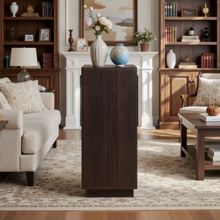 Sunvega Espresso Wooden Frame Wine Cabinet with Stemware Rack and Doors