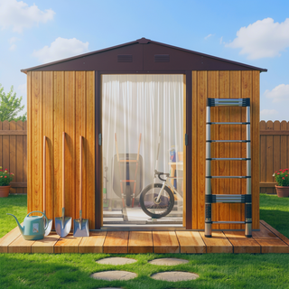 Sunvega 8ft x 6ft Outdoor Metal Storage Shed with Galvanized Steel Panels