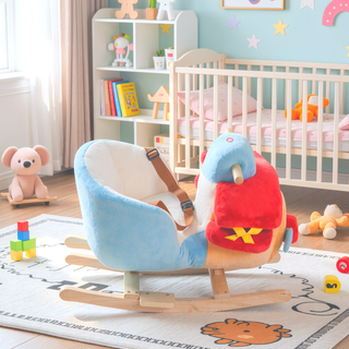 Sunvega ASTM-F963 Certified Spring Rocking Horse with Plush Fabric and Animal Sounds