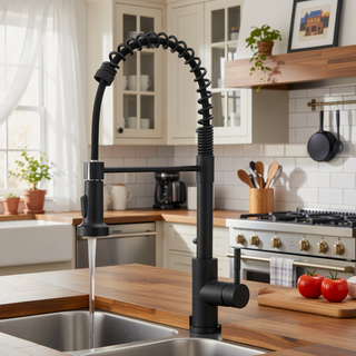 Sunvega Black and Nickel Gold Kitchen Faucet with Pull Out Sprayer