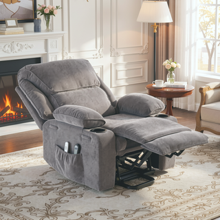Sunvega Black PU Remote-Controlled Heating and Massage Assistive Recliner for Seniors