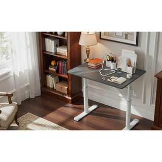 Sunvega Height Adjustable Hand Crank Sit Stand Home Office Desk for Study Room