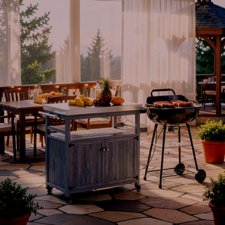 Sunvega Heavy Duty Outdoor Grill Cart with Stainless Steel Top and Spacious Storage
