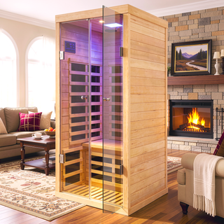 Sunvega Low EMF Far-Infrared Home Sauna with Bluetooth Speakers and Colorful Lights