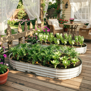 Sunvega 6x3x1ft Galvanized Metal Raised Garden Bed Kit for Outdoor Vegetables Flowers Herbs