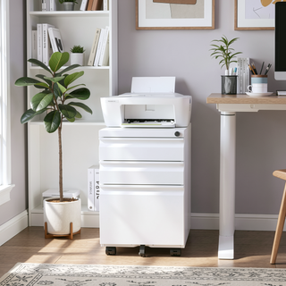 Sunvega 3-Drawer Mobile Metal Filing Cabinet with Lock for Legal Letter Size