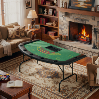 Sunvega Foldable Half-Shape Poker Table with 7 Cup Holders and Padded Rails