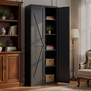 Sunvega Premium Powder Coated Steel Storage Cabinet With Four Adjustable Shelves