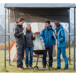 Sunvega Double Roof Grill Gazebo with Weather Resistant Canopy and Storage Shelves