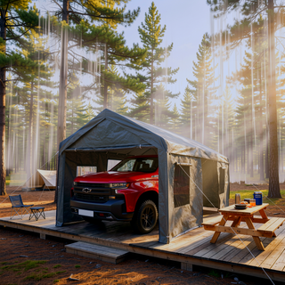 Sunvega 10x20ft Heavy Duty Waterproof Carport Canopy with Removable Doors and Windows