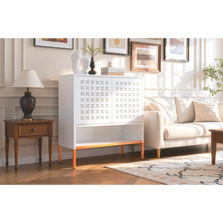 Sunvega Elevated Shoe Cabinet with Adjustable Shelves and Butterfly Doors