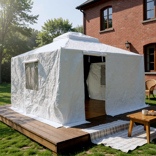 Sunvega Universal Winter Gazebo Cover with Sidewalls and Mesh Windows Waterproof
