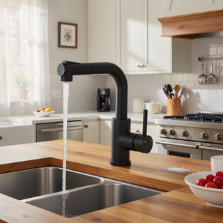 Sunvega Single Handle Kitchen Sink Faucet with Pull Out Sprayer and Deck Plate