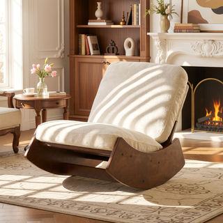 Sunvega Solid Wood Frame Corduroy Upholstery Glider Rocking Chair for Nursery