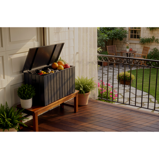 Sunvega 120 Gallon All-Weather Waterproof Lockable Outdoor Metal Storage Box with Wheels